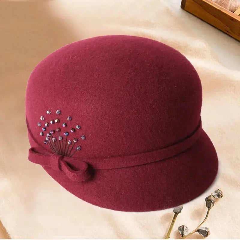 Wool Peaked Cap Casual Woolen Felt Hat Angel Wishes