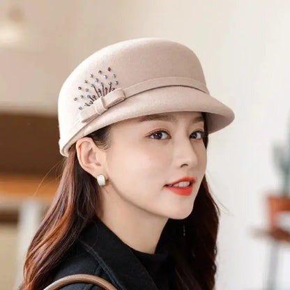 Wool Peaked Cap Casual Woolen Felt Hat Angel Wishes